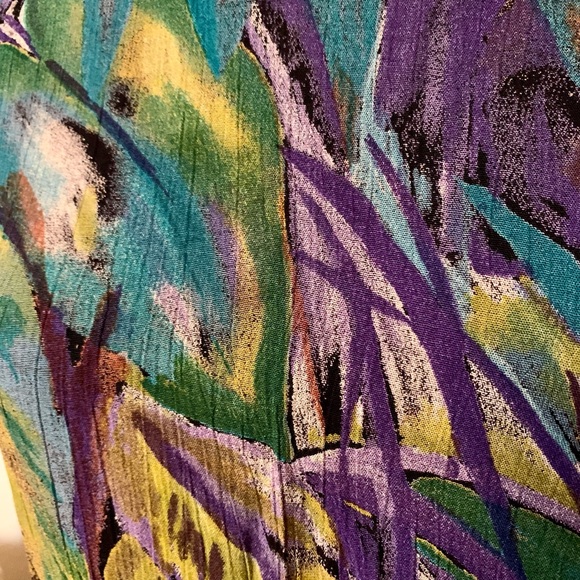 Vintage 80s purple, green and teal blouse - Picture 5 of 10